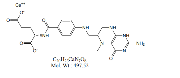 ساختار شیمیایی کلسیم L-5-methyltetrahydrofolate